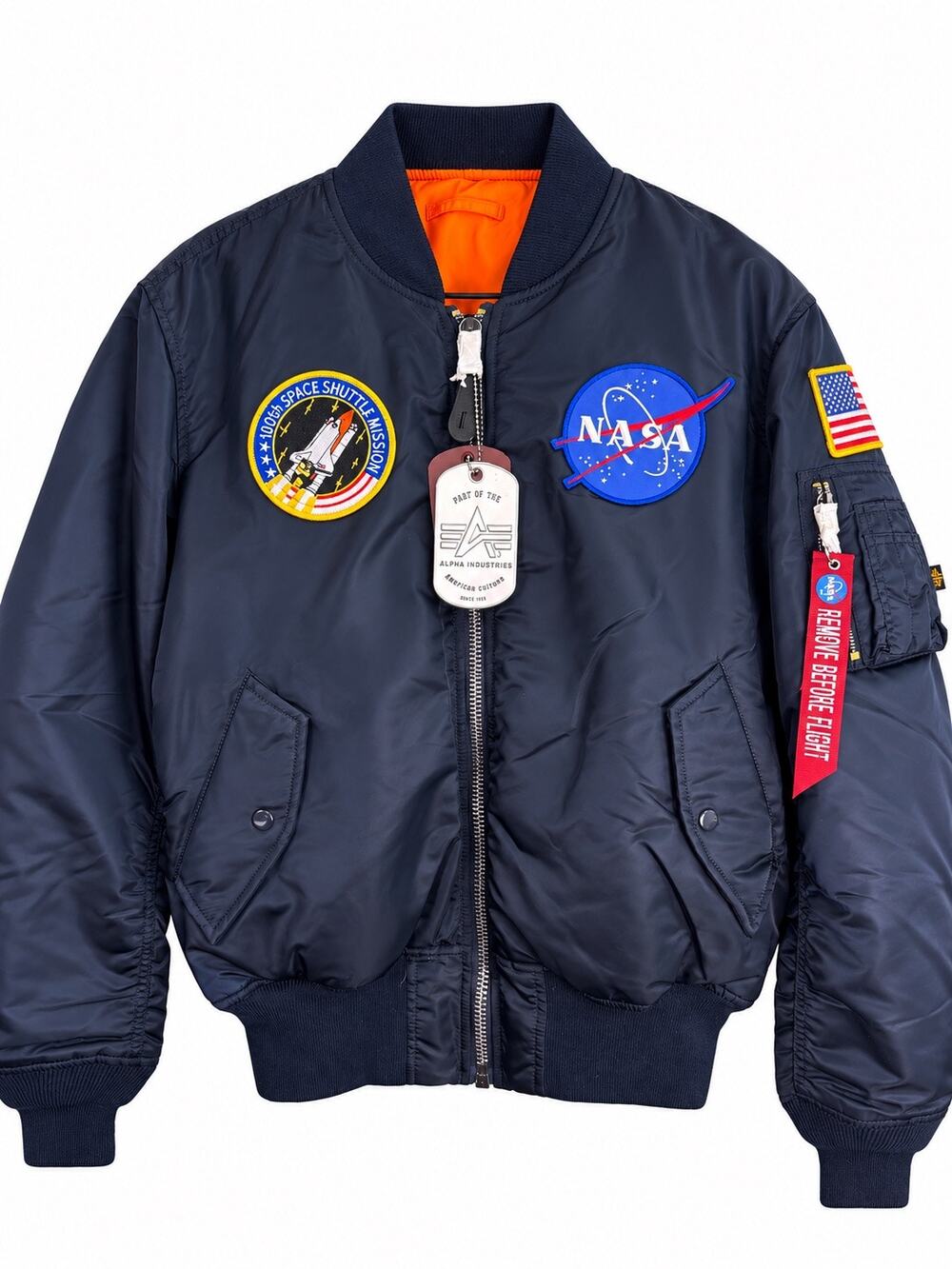 NWT Alpha Industries NASA MA-1 Flight Bomber Jacket Replica Blue Men’s M